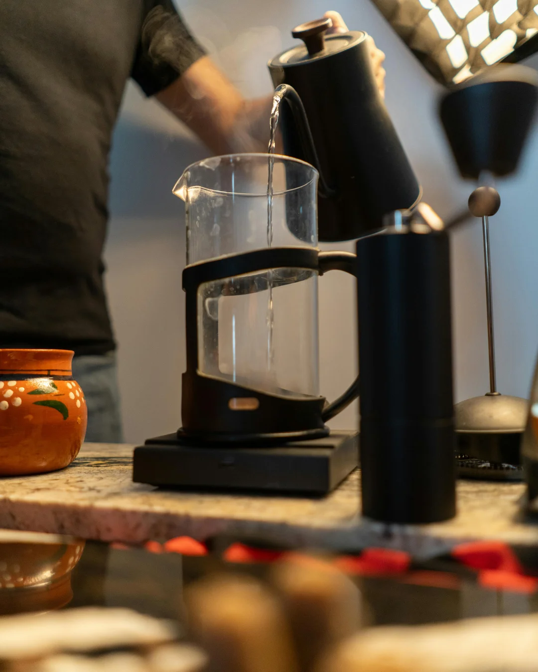 French press için kahve ve su ölçümü
