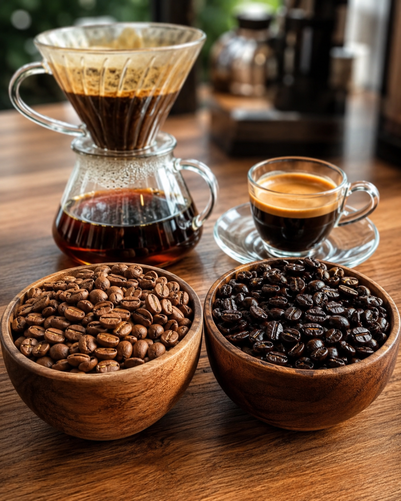 Light roast ve dark roast kahve çekirdeklerinin karşılaştırılması